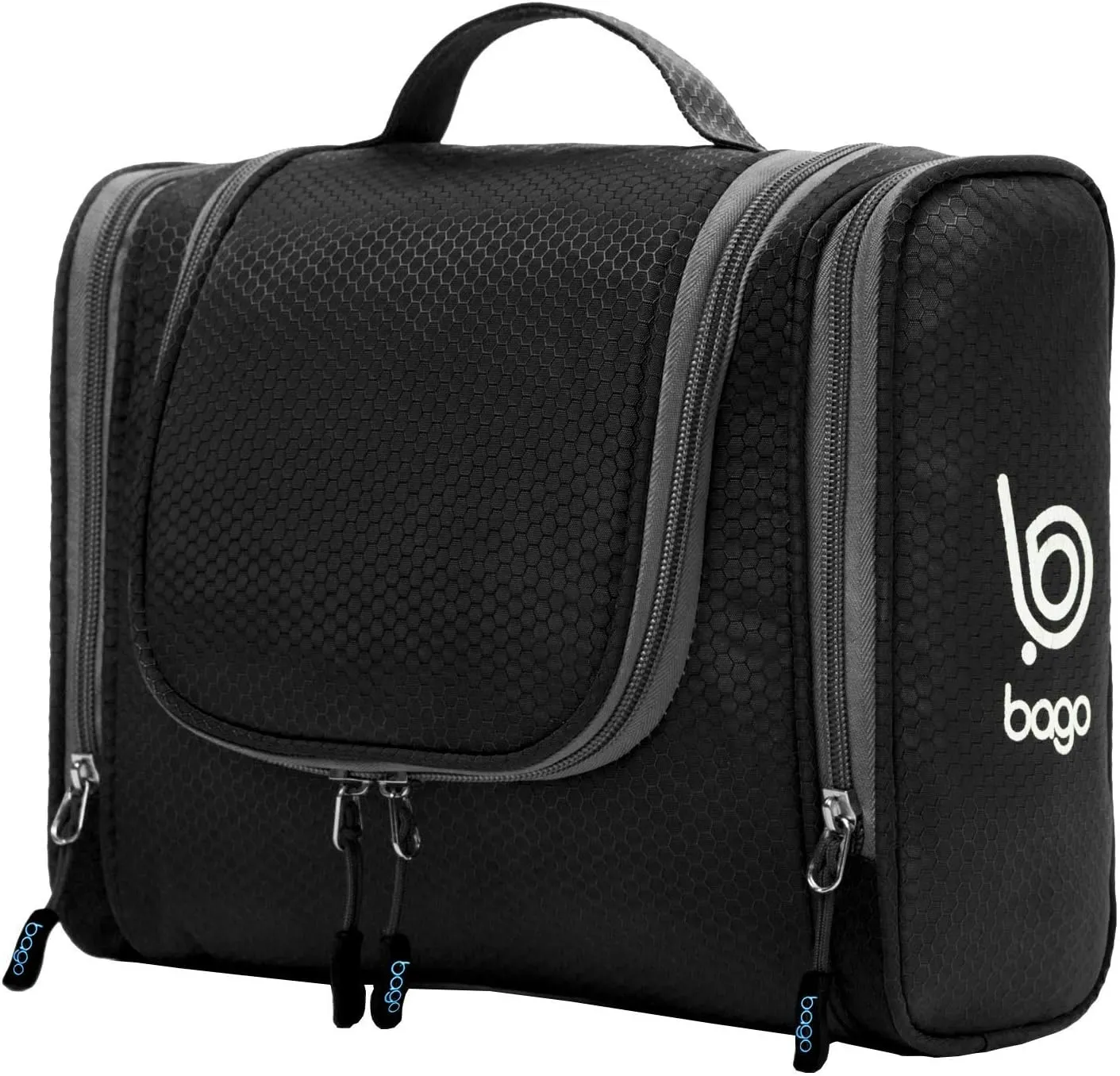 bago Travel Toiletry Bag for Women and Men X-Large Waterproof Hanging Large Toiletry Bag for Bathroom and Travel Bag for Toiletries Organizer -Travel Makeup Bag (Black)