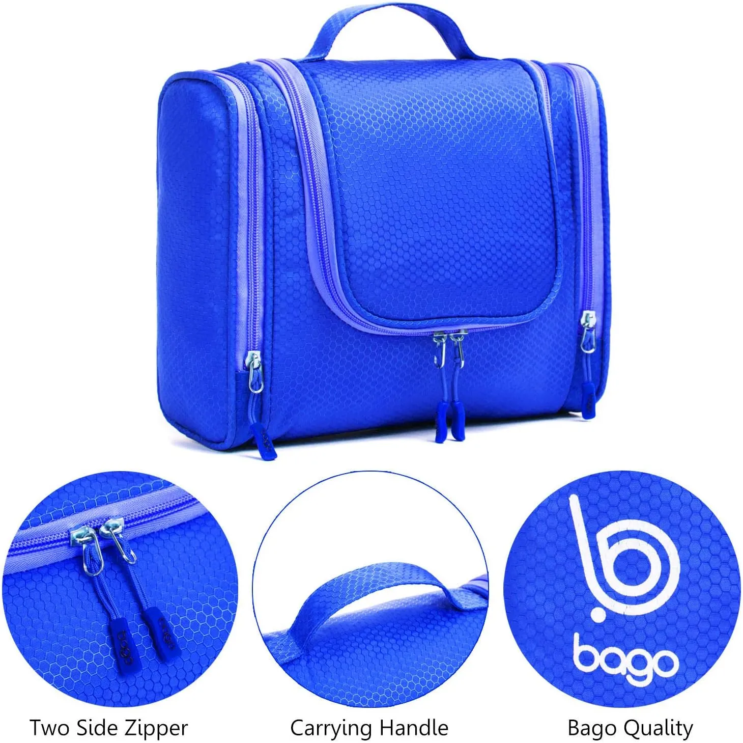 bago Travel Toiletry Bag for Women and Men X-Large Waterproof Hanging Large Toiletry Bag for Bathroom and Travel Bag for Toiletries Organizer -Travel Makeup Bag (DeepBlue)
