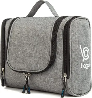 bago Travel Toiletry Bag for Women and Men X-Large Waterproof Hanging Large Toiletry Bag for Bathroom and Travel Bag for Toiletries Organizer -Travel Makeup Bag (SnowGray)
