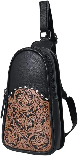 Bags OHG188A Sling Hand Tooled Genuine Leather Women Bag Western Handbag Purse