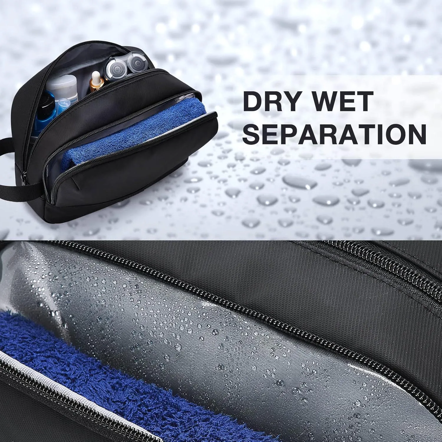 BAGSMART Large Toiletry Bag for Men, Valentines' Day Gifts Travel Organizer Hanging Dopp Kit Water Resistant Shaving Bag for Bathroom Shower, Toiletries Accessories,Travel Essentials, Black-Large