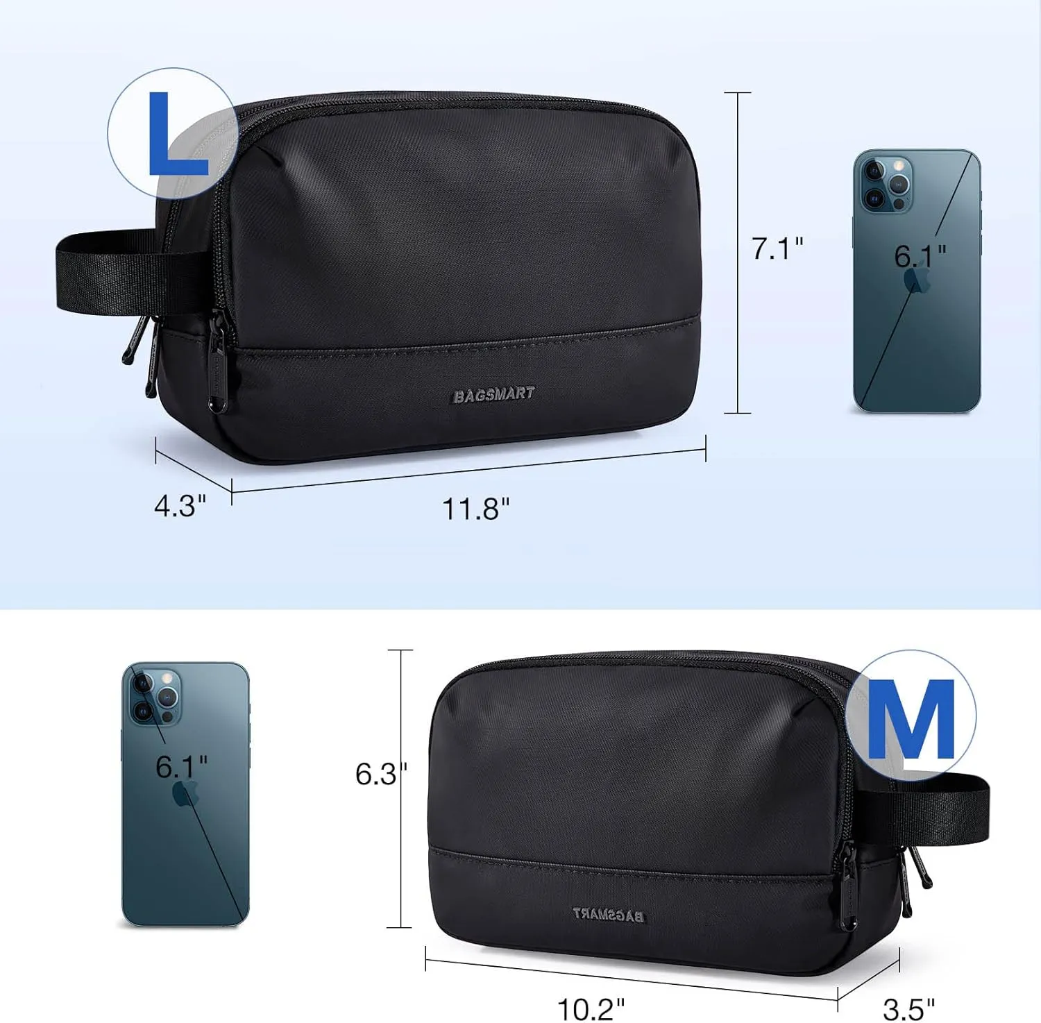 BAGSMART Large Toiletry Bag for Men, Valentines' Day Gifts Travel Organizer Hanging Dopp Kit Water Resistant Shaving Bag for Bathroom Shower, Toiletries Accessories,Travel Essentials, Black-Large