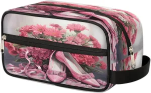 Ballet Shoes Print Travel Toiletry Bag Wash Bag Portable Cosmetic Bag Toiletries Accessories Cosmetic Storage Bag Shower Shaving Bag Unisex Cute Ballet