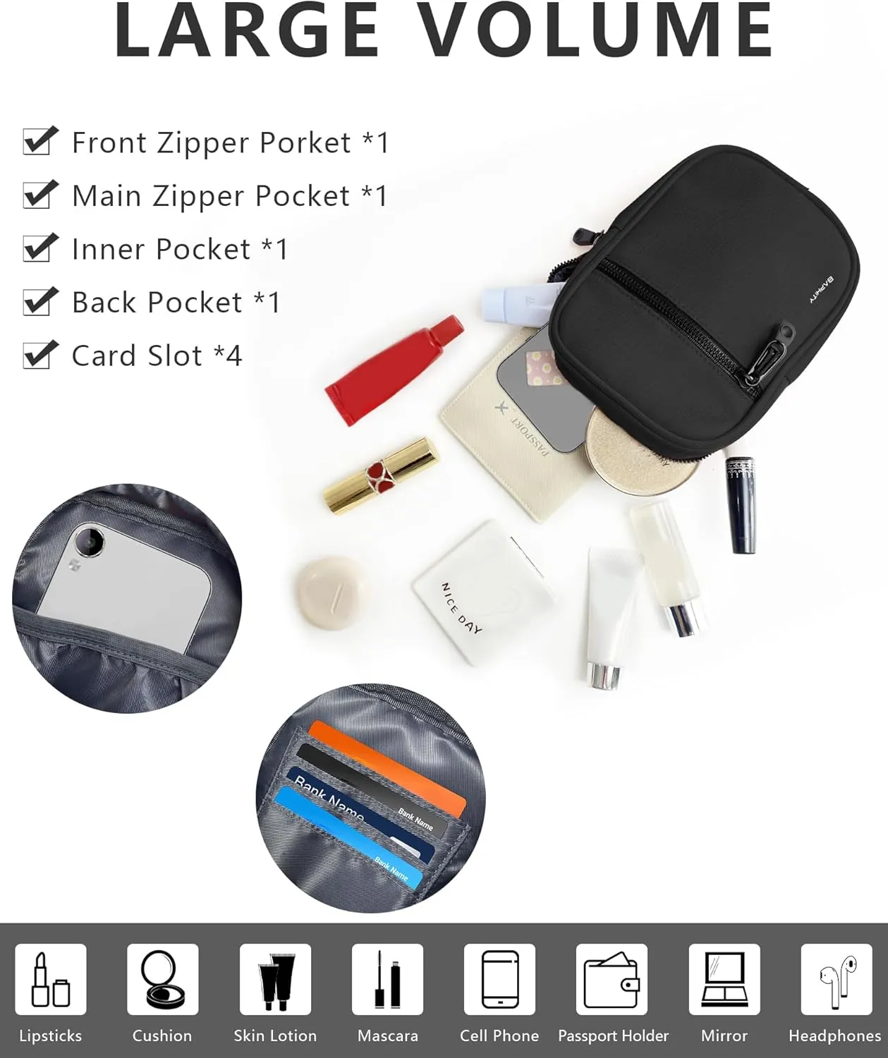 BAPHITY Crossbody Bag Sling Purses for Women Trendy, Convertible Multi Position Fanny Back Pack Sling Bag for Women Cross Body