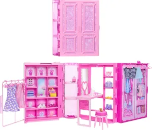 Barbie Dream Closet Toy Playset & Storage with Clothes & Accessories, 3 feet Wide with 25  Pieces, Includes 4 Complete Fashion Looks