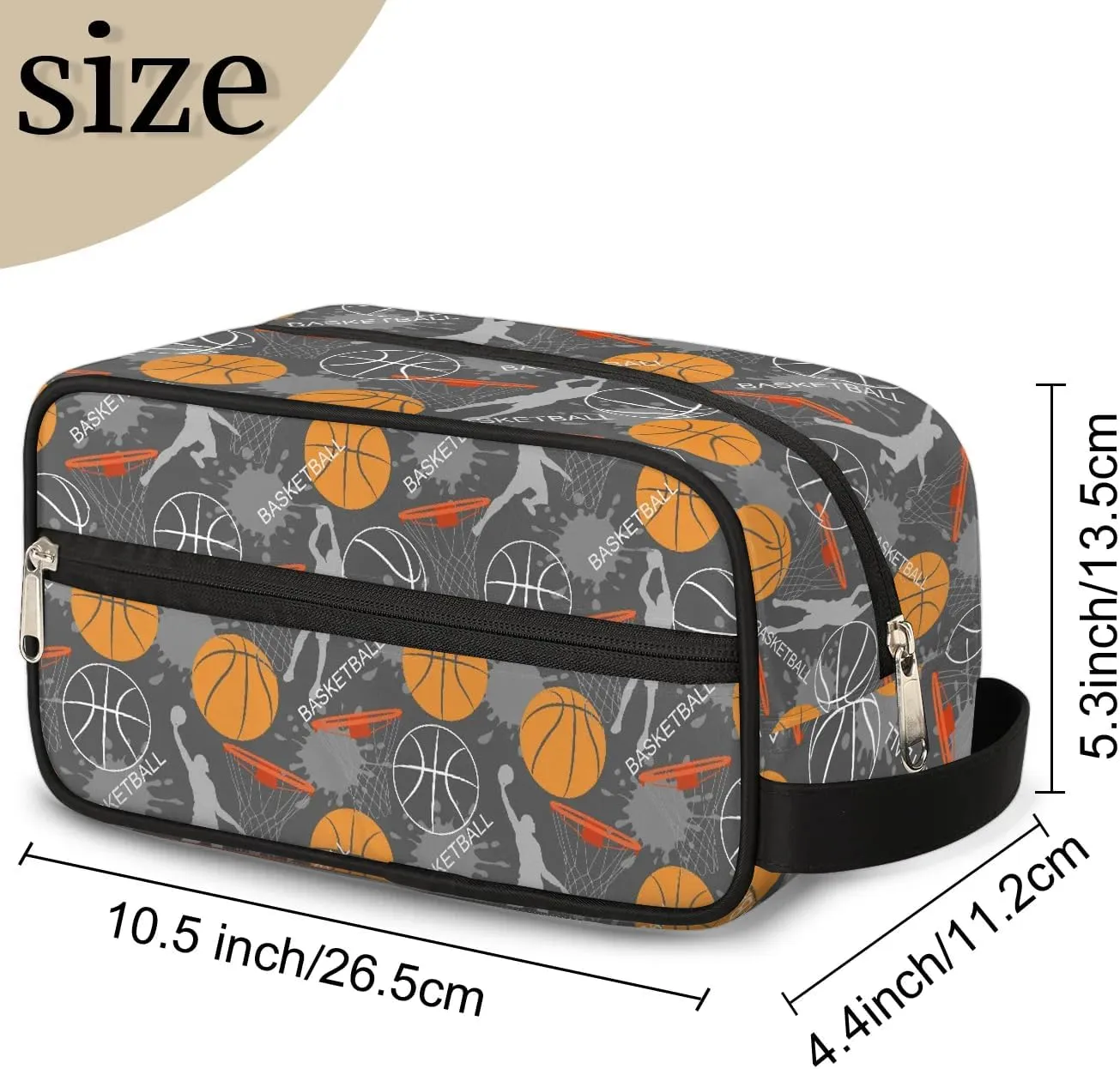 Basketball Travel Toiletry Bag for Boys, Sport Ball Hanging Dopp Kit for Kids, Waterproof Shaving Bag for Toiletries Accessories