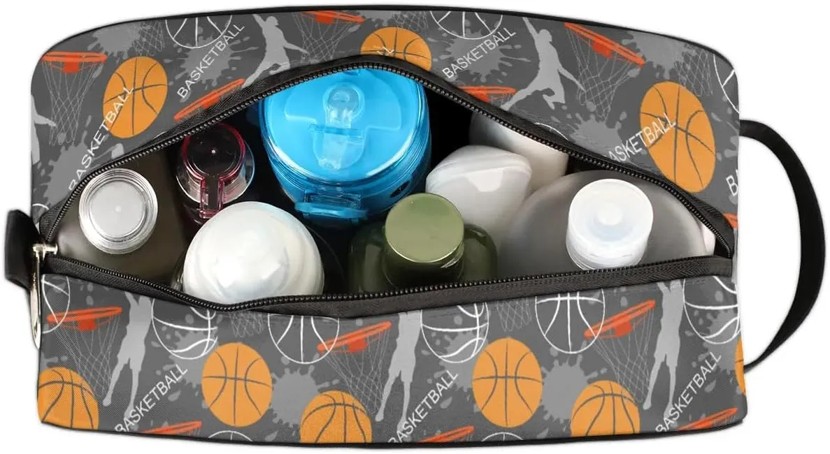 Basketball Travel Toiletry Bag for Boys, Sport Ball Hanging Dopp Kit for Kids, Waterproof Shaving Bag for Toiletries Accessories