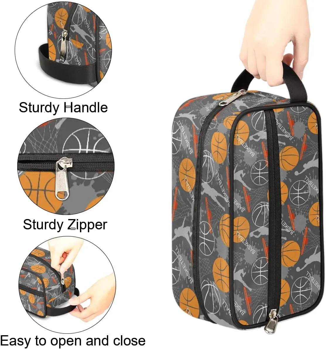 Basketball Travel Toiletry Bag for Boys, Sport Ball Hanging Dopp Kit for Kids, Waterproof Shaving Bag for Toiletries Accessories