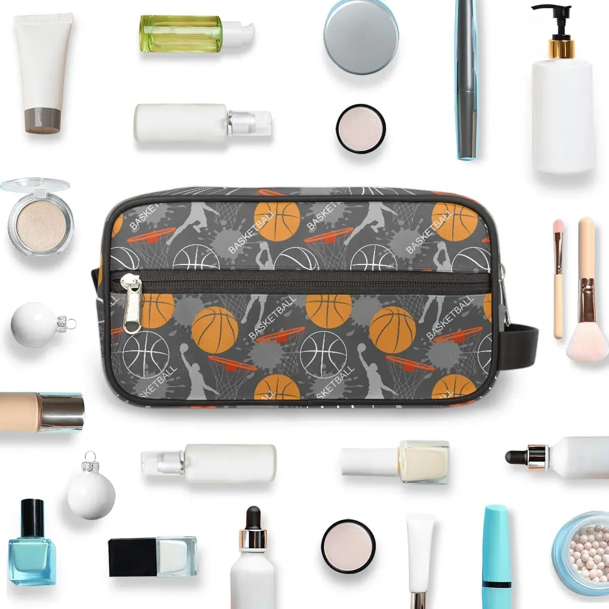 Basketball Travel Toiletry Bag for Boys, Sport Ball Hanging Dopp Kit for Kids, Waterproof Shaving Bag for Toiletries Accessories