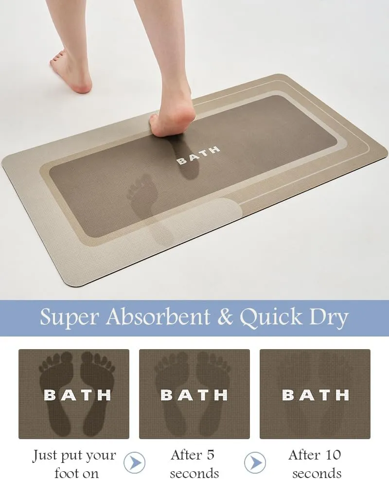 Bath Mat-Bath Mat Rug Non Slip Super Absorbent Stain Resistant Quick Dry Thin Bathroom Rug-Bath Mats for Bathroom Floor Bathtub Vanity-Bathmat Bath Rug Easy Care-17"x27",Beige