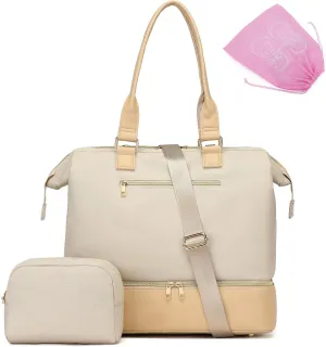 BAVERGE Weekender Bags for Women, Carry On Personal Item Travel Tote with Shoe Compartment, Large Overnight Duffle Bag