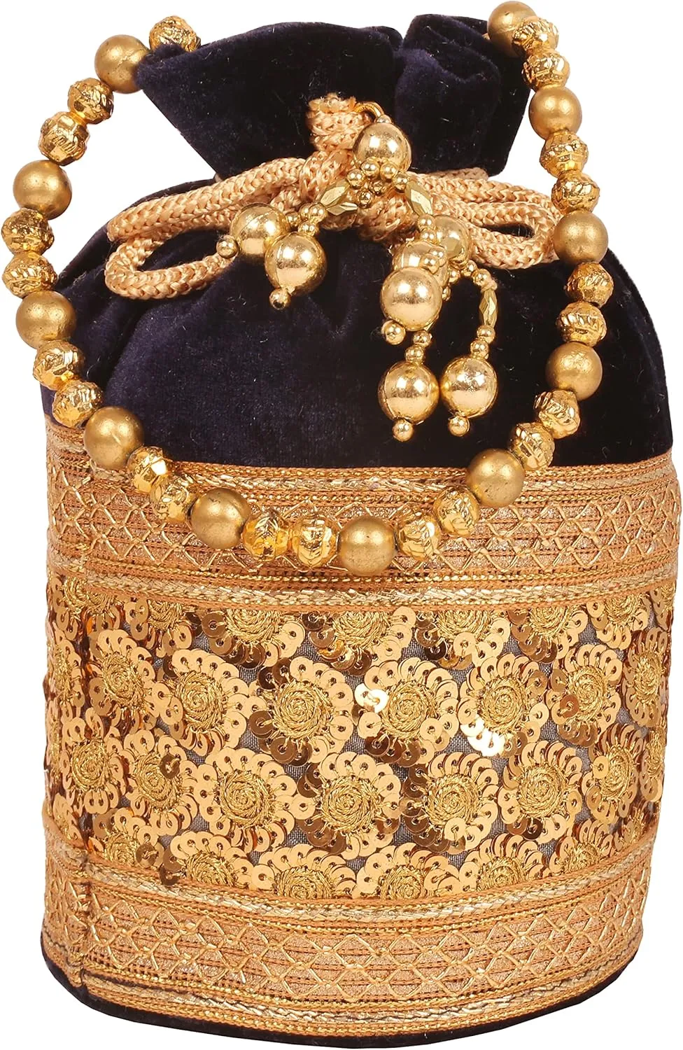 beaded handcrafted brocade sequins evening purse drawstring handbag vintage party wedding gift for women.