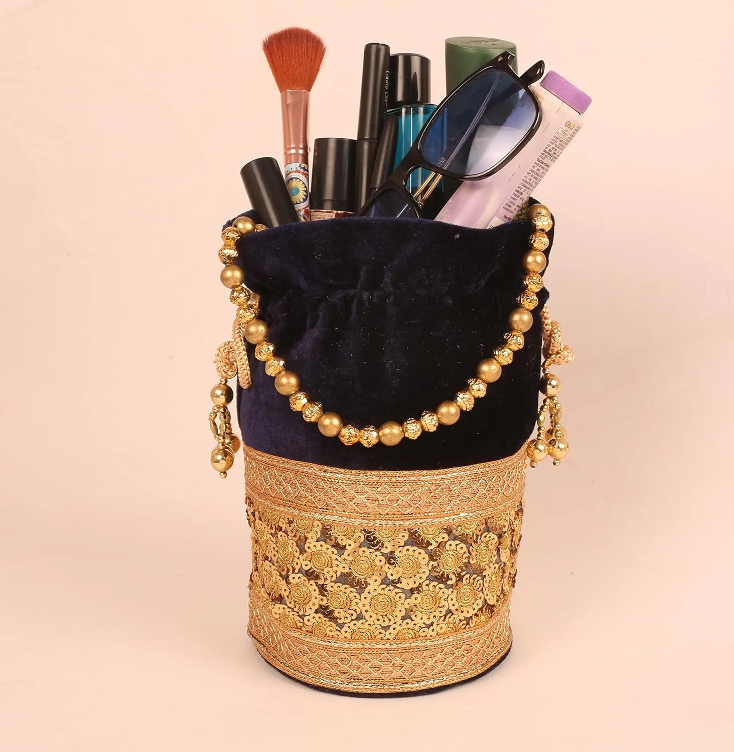 beaded handcrafted brocade sequins evening purse drawstring handbag vintage party wedding gift for women.