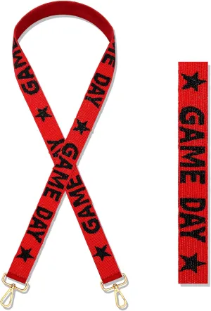 Beaded Purse Strap Football Game Day Purse Strap Stadium Clear Handbag Replacement Straps Red Black Crossbody Bag Strap Football Accessories Game Day Outfits (Red Black)