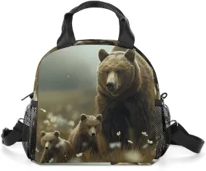 Bear Sow Near Moraine Creek Katmais National Park Lunch Bag Insulated Lunch Box Lunch Tote Bag Lunch Organizer Lunch Holder Handbag for Women Men