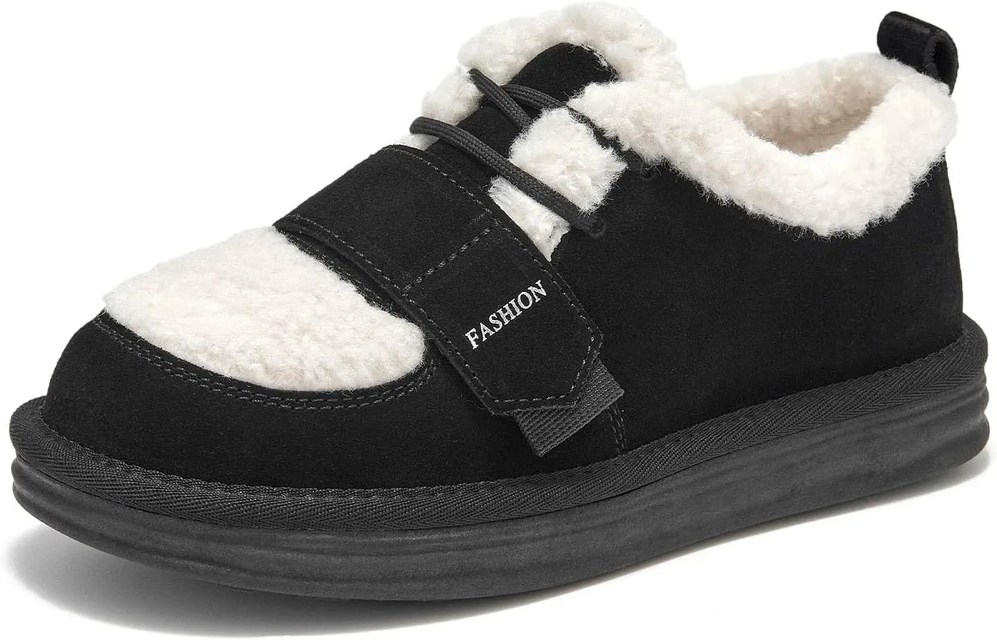 BEAU TODAY Snow Sneakers for Women, Suede Platform Sneakers Womens Warm Fur Lined Fashion Sneakers Slip-on Comfortable Winter Flat Shoes