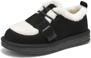 BEAU TODAY Snow Sneakers for Women, Suede Platform Sneakers Womens Warm Fur Lined Fashion Sneakers Slip-on Comfortable Winter Flat Shoes