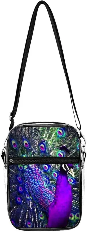 Beautiful Peacock Open Screen Clear Purse Stadium Crossbody Bags with Adjustable and Removable Strap Shoulder Handbags
