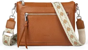 befen Genuine Leather Purses for Women Medium Crossbody Bags Shoulder Bag Handbags with Adjustable Guitar Strap