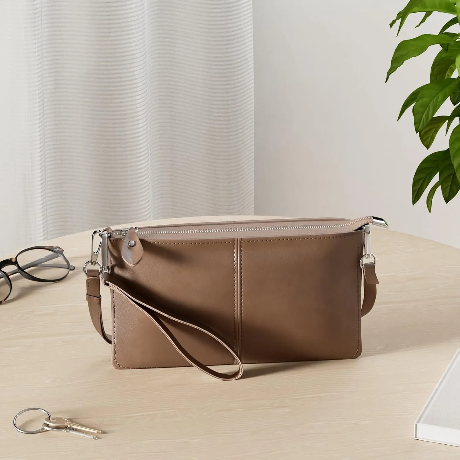 befen Genuine Leather Wristlet Clutch Wallet Purses Small Crossbody Bags for Women with RFID Blocking Card Slots