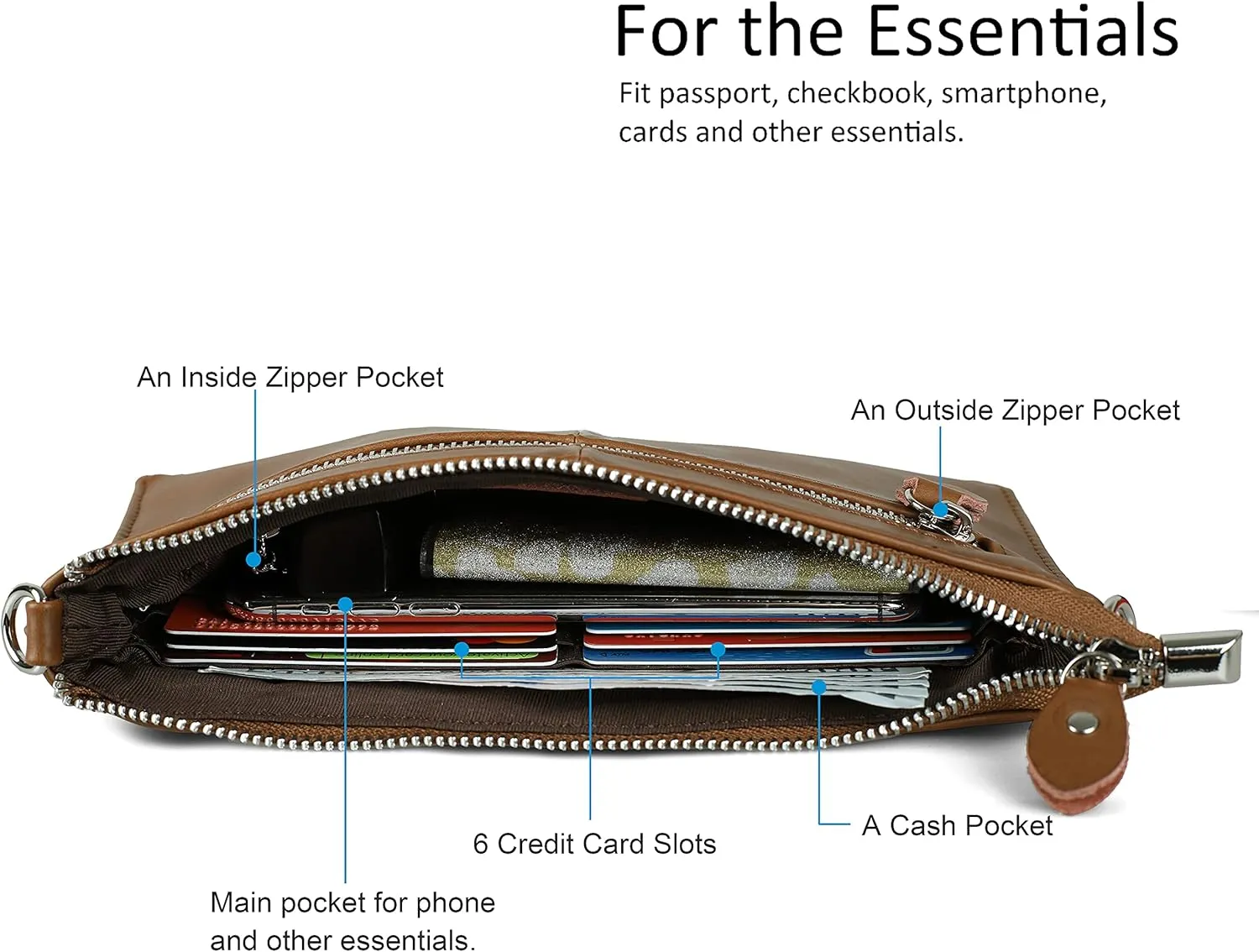 befen Genuine Leather Wristlet Clutch Wallet Purses Small Crossbody Bags for Women with RFID Blocking Card Slots