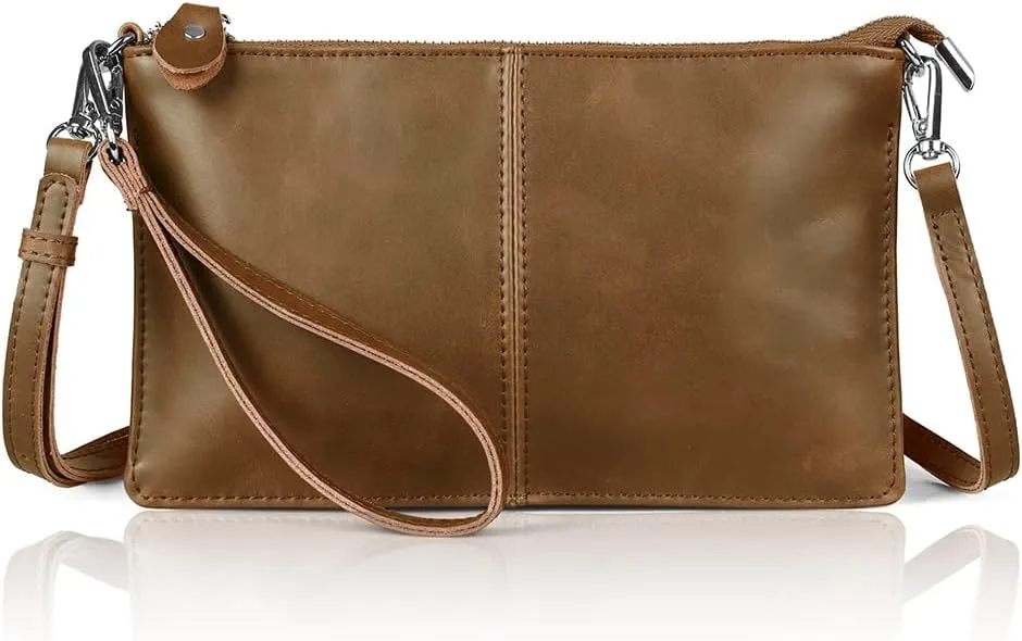 befen Genuine Leather Wristlet Clutch Wallet Purses Small Crossbody Bags for Women with RFID Blocking Card Slots