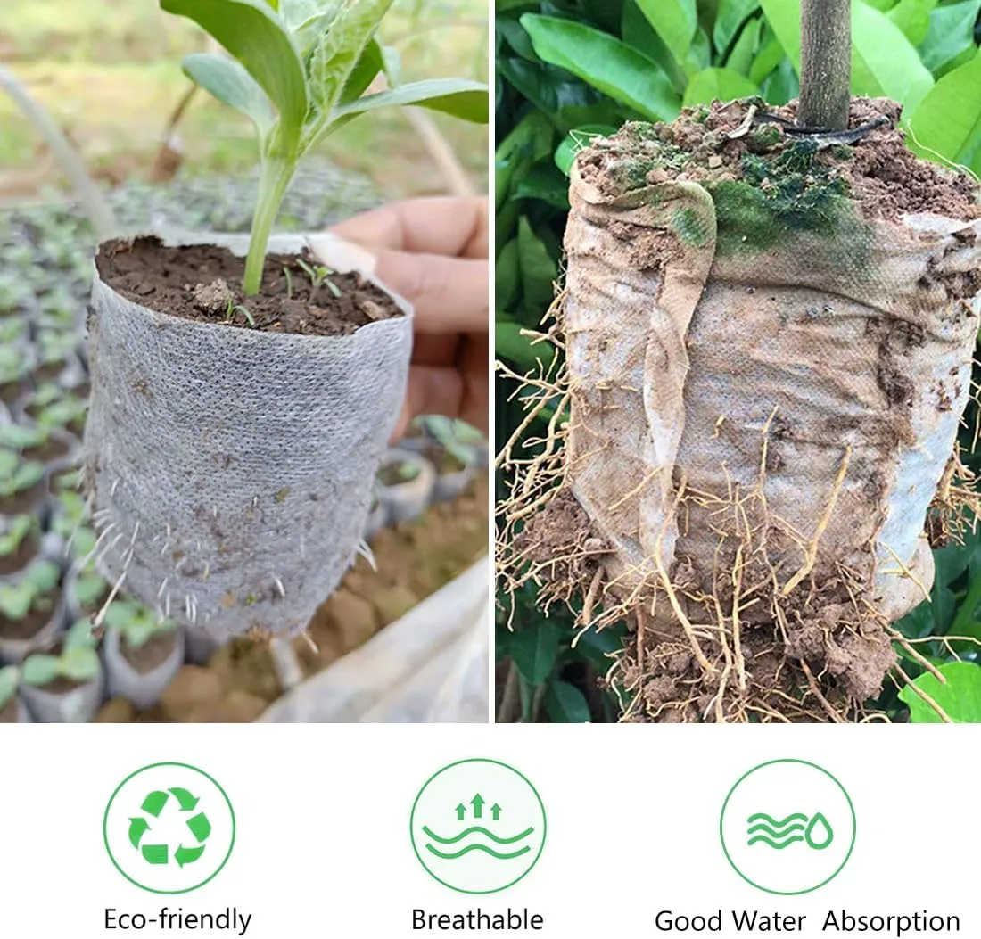 Belit Nursery Growing Bags, 200 Pcs Fabric Seedling Pots Non-Woven Pouch for Gardening Seed Plant Bag, Potato, Flower, Tomato Plant Starts (5.7" x 5.7 ")