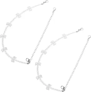 BESPORTBLE 2pcs Elegant Pearl Chain Removable Shoulder Straps for Handbags and Versatile Replacement Accessories with Construction for Stylish Outfit Changes
