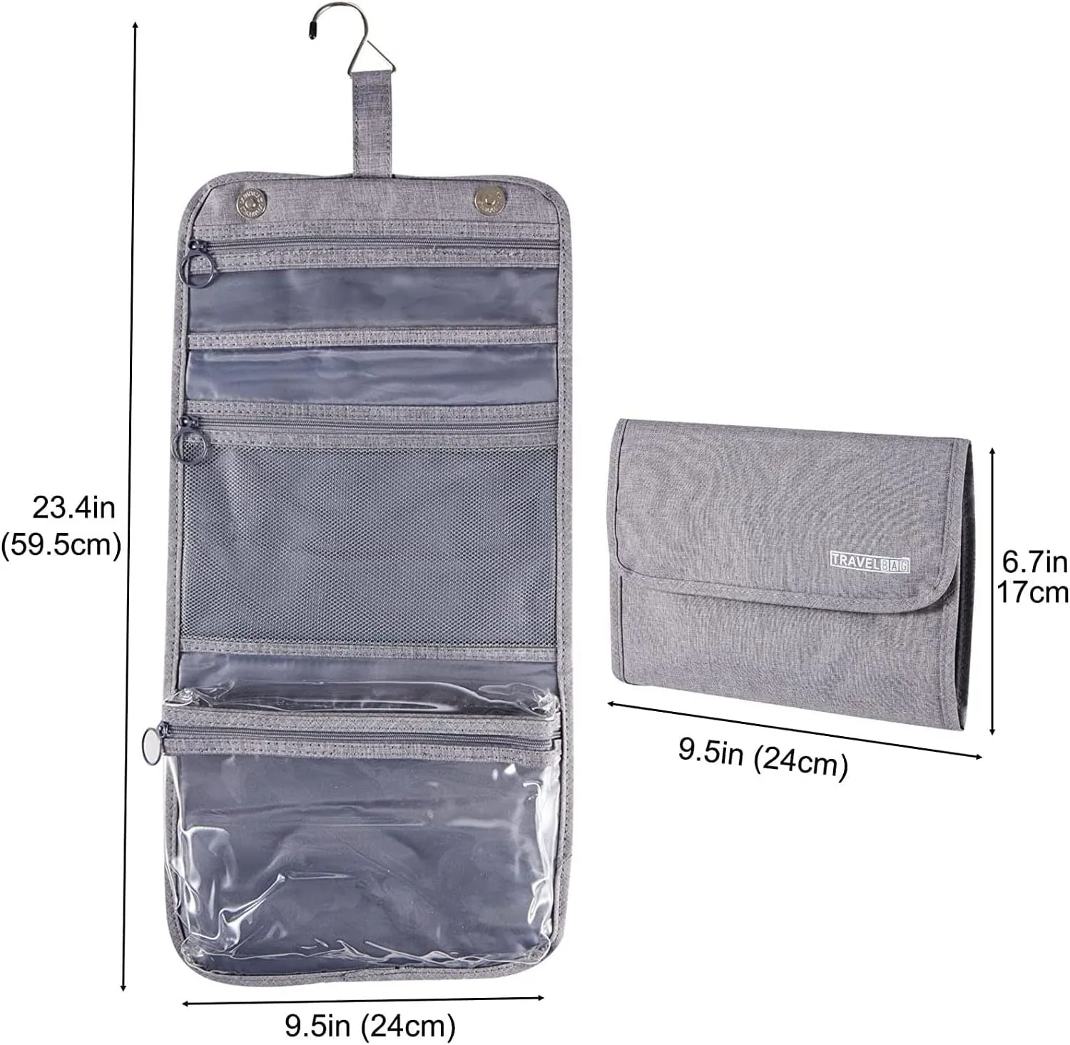 Big Hippo Toiletry Bag, Hanging Toiletry Travel Organizer Travel Bag for Men & Women, Water-resistant Makeup Cosmetic Bag (Black)