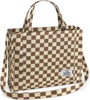 BINSUNS Corduroy Tote Bag for Women Small Satchel Bag Mini Tote Bag Aesthetic Crossbody Handbag - School Work Travel Shopping