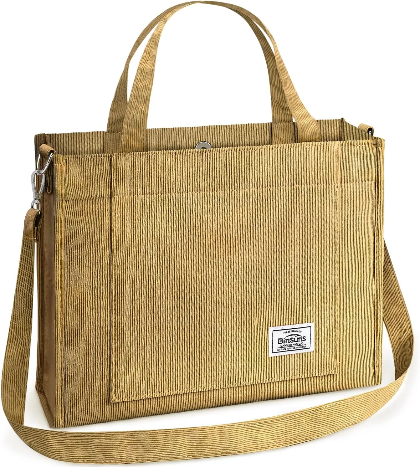 BINSUNS Corduroy Tote Bag for Women Small Satchel Bag Mini Tote Bag Aesthetic Crossbody Handbag - School Work Travel Shopping