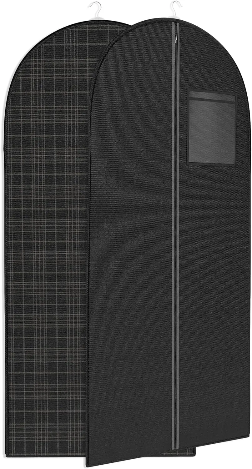 Black Tartan Suit Garment Travel Bags -ID Tag Window, Heavy Duty, Lightweight