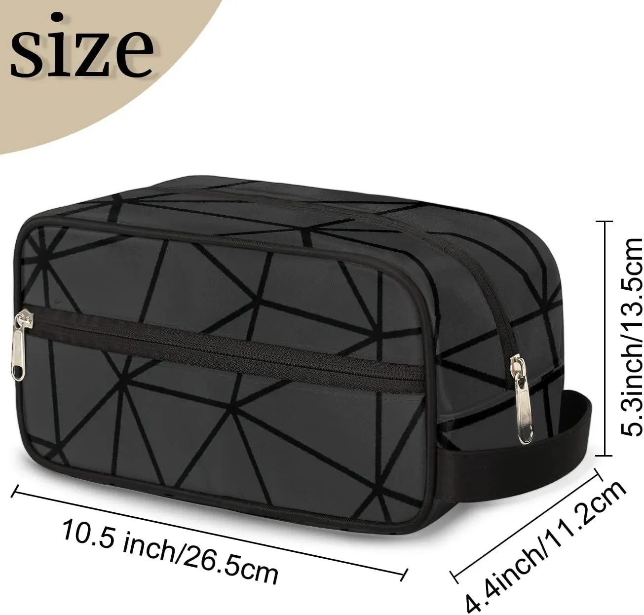 Black Triangle Hanging Toiletry Bag,Travel Hygiene Kits for Boys Mens,Waterproof Makeup Carry-on Bags,Cosmetic Bag,TSA Approved Shave Dopp Kit for Toiletries Shower Bathroom Accessories Gifts
