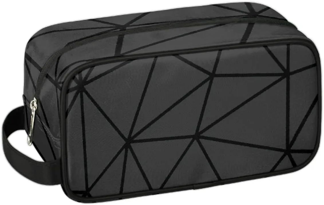 Black Triangle Hanging Toiletry Bag,Travel Hygiene Kits for Boys Mens,Waterproof Makeup Carry-on Bags,Cosmetic Bag,TSA Approved Shave Dopp Kit for Toiletries Shower Bathroom Accessories Gifts