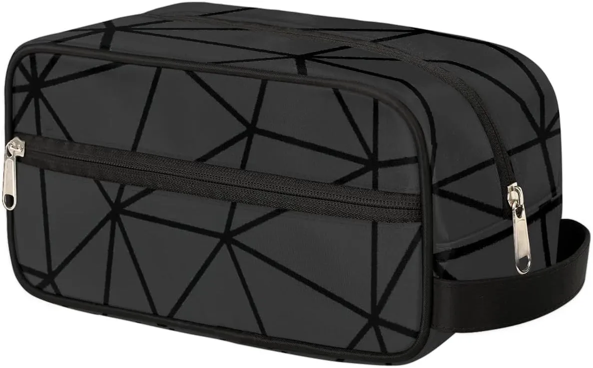 Black Triangle Hanging Toiletry Bag,Travel Hygiene Kits for Boys Mens,Waterproof Makeup Carry-on Bags,Cosmetic Bag,TSA Approved Shave Dopp Kit for Toiletries Shower Bathroom Accessories Gifts
