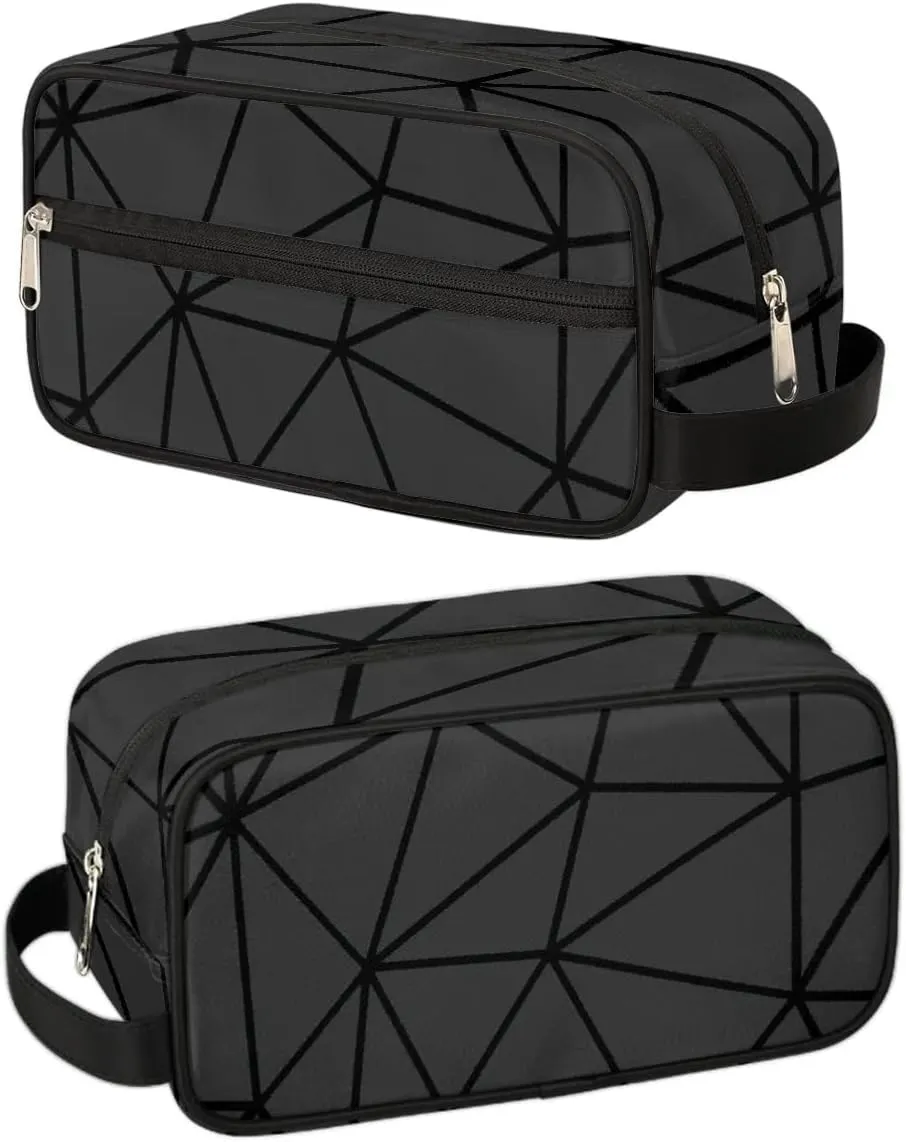 Black Triangle Hanging Toiletry Bag,Travel Hygiene Kits for Boys Mens,Waterproof Makeup Carry-on Bags,Cosmetic Bag,TSA Approved Shave Dopp Kit for Toiletries Shower Bathroom Accessories Gifts