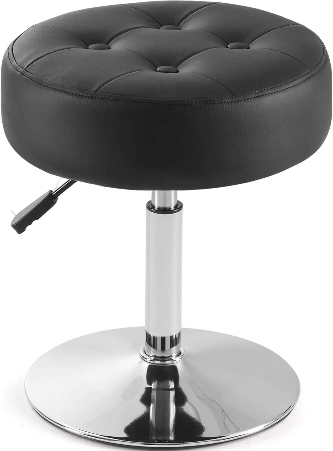 Black Vanity Chair for Makeup Room Vanity Stool for Makeup Room Round Tufted PU Leather Makeup Chair Vanity Stools for Bathroom Height Adjustable 360 Swivel