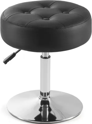 Black Vanity Chair for Makeup Room Vanity Stool for Makeup Room Round Tufted PU Leather Makeup Chair Vanity Stools for Bathroom Height Adjustable 360 Swivel