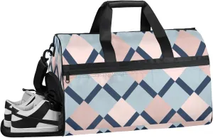Bohemian Gym Bag for Womens Mens with Shoes Compartment, Lattice Texture Duffle Bag for Airplane Sport Gym Tote Bags Yoga Waterproof Weekender Travel Bag