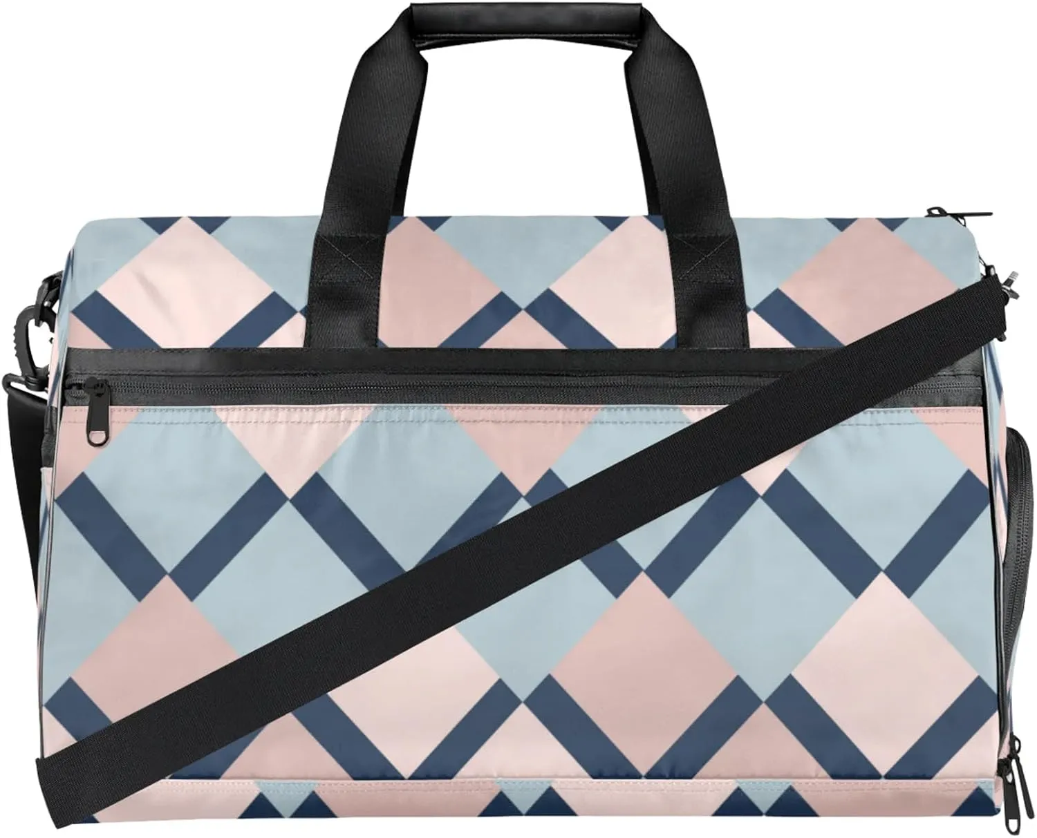 Bohemian Gym Bag for Womens Mens with Shoes Compartment, Lattice Texture Duffle Bag for Airplane Sport Gym Tote Bags Yoga Waterproof Weekender Travel Bag