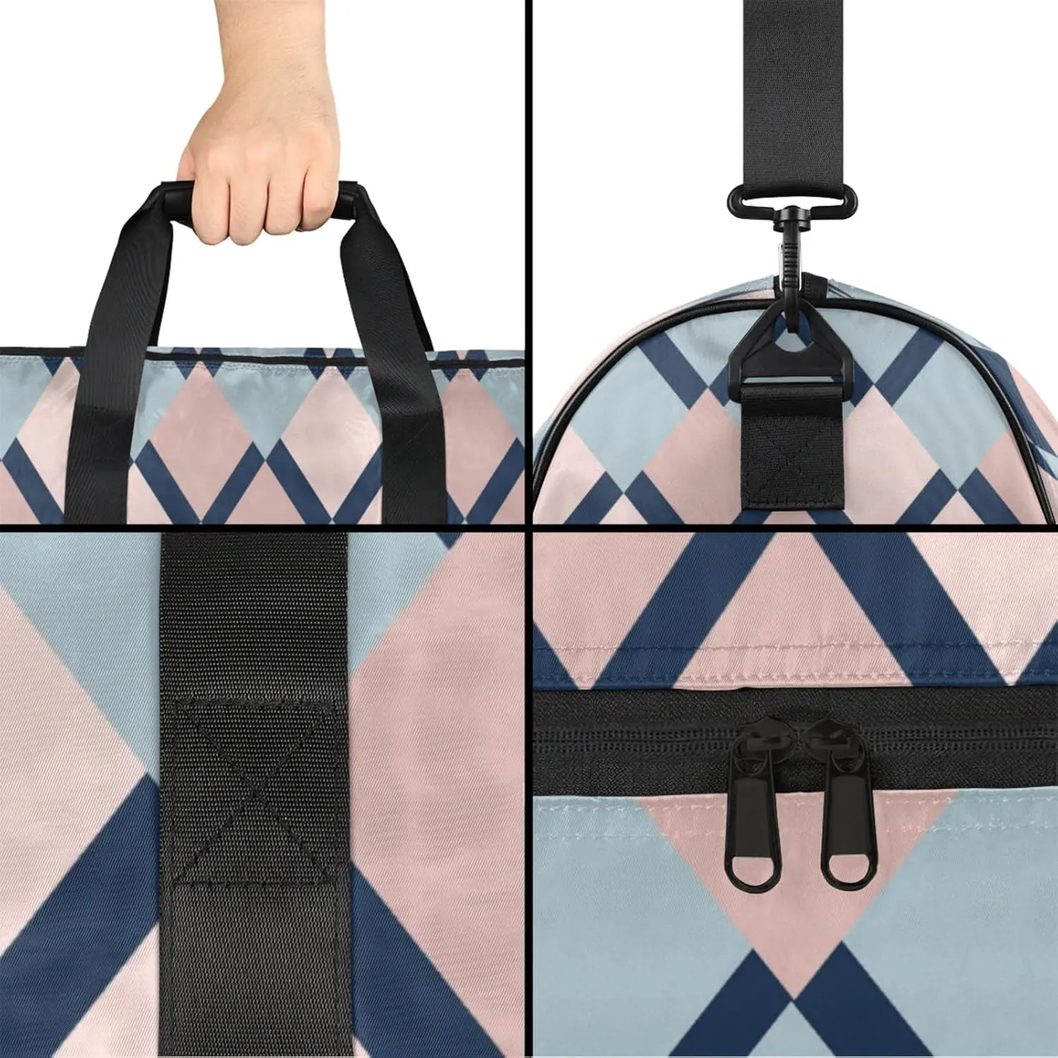 Bohemian Gym Bag for Womens Mens with Shoes Compartment, Lattice Texture Duffle Bag for Airplane Sport Gym Tote Bags Yoga Waterproof Weekender Travel Bag