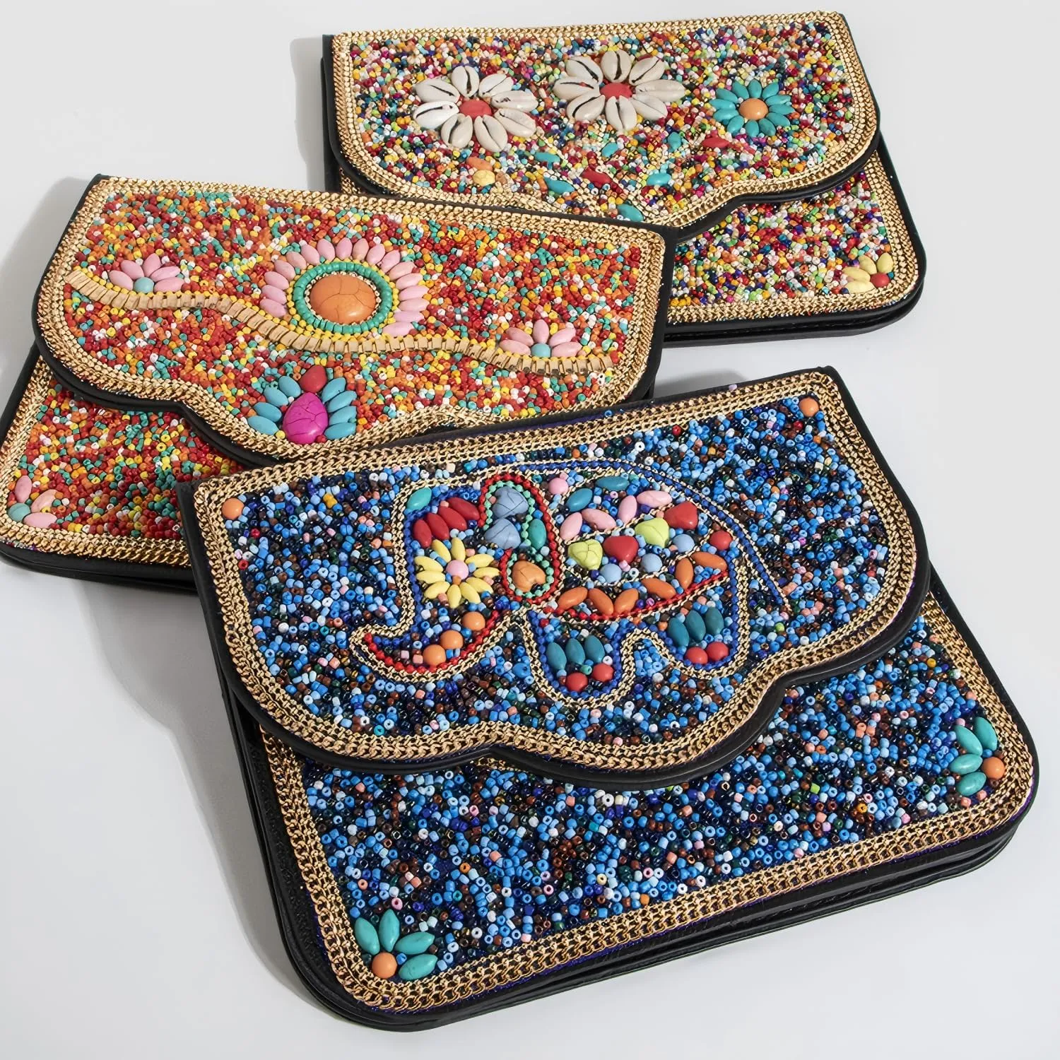 Bohemian Style Beaded Crossbody Bag for Women, Small Cell Phone Shoulder Bag, Cell Phone Wallet Purse, Adjustable Strap