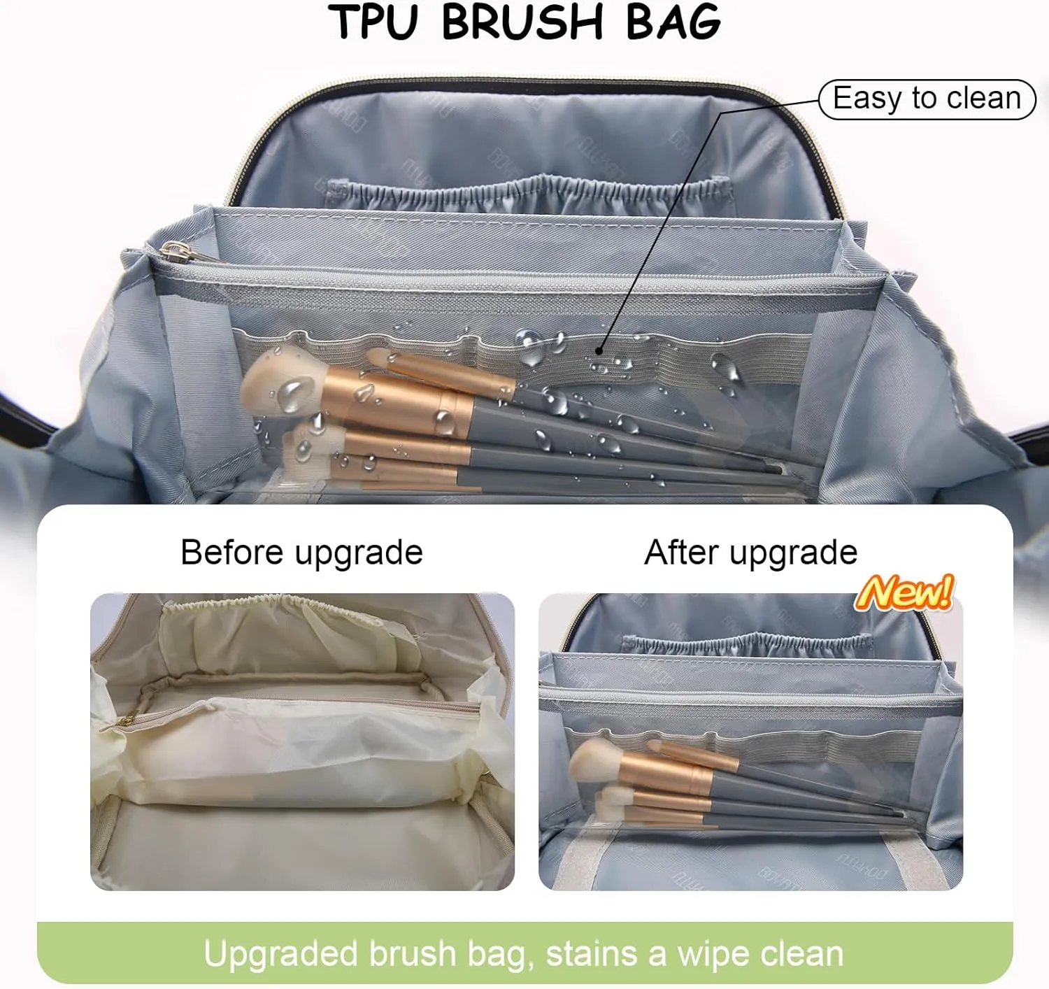 BOYATU Travel Makeup Bag Organizer Cosmetic Bag: 3 Pcs Set Make up Bags for Women with Handle - Waterproof Vegan Leather Toiletry Bags with Comparments (Green)
