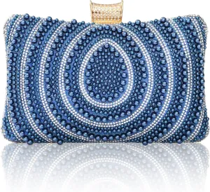 Bridal Wedding Evening Handbags Pearl Beaded Purses for Women Luxury Clutch Bag with Chain