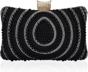Bridal Wedding Evening Handbags Pearl Beaded Purses for Women Luxury Clutch Bag with Chain
