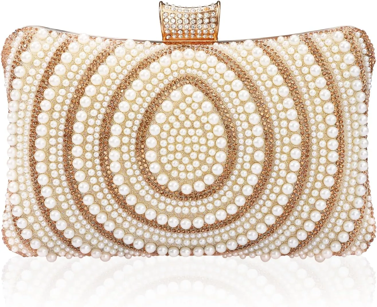 Bridal Wedding Evening Handbags Pearl Beaded Purses for Women Luxury Clutch Bag with Chain
