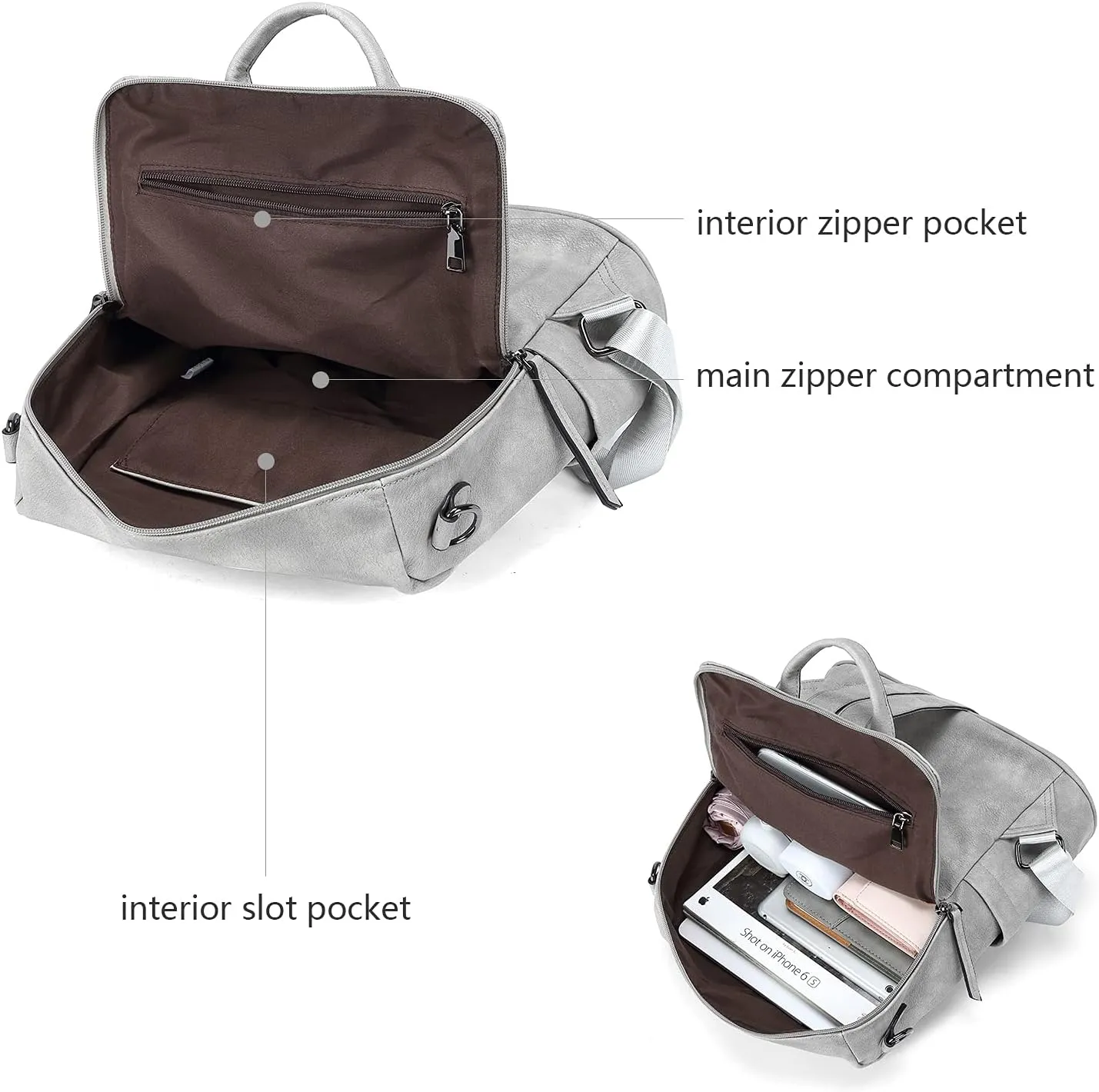 BROMEN Backpack Purse for Women Fashion Leather Designer Travel Large Ladies Shoulder Bags