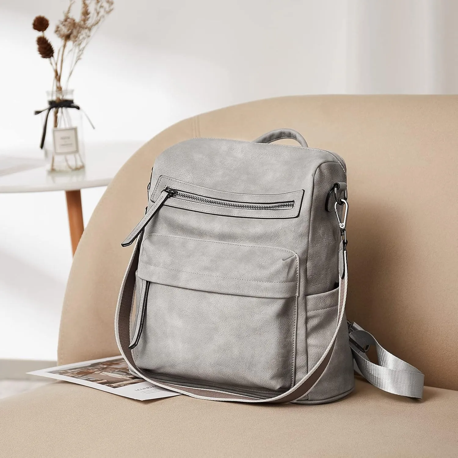 BROMEN Backpack Purse for Women Fashion Leather Designer Travel Large Ladies Shoulder Bags