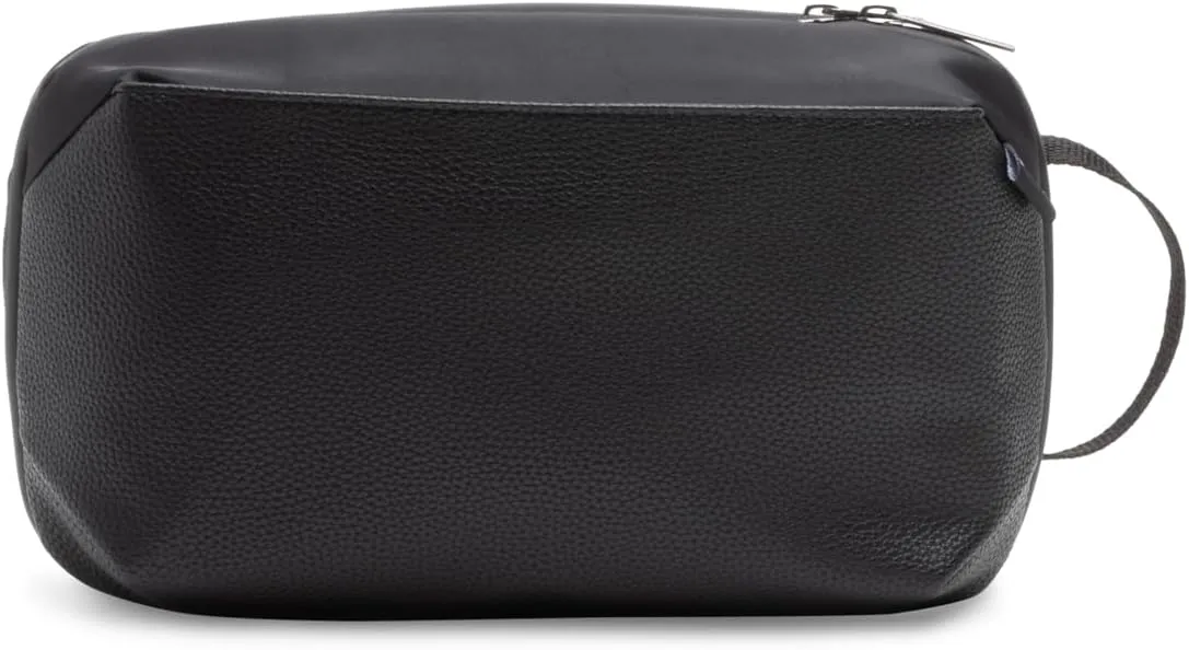 Brookstone Compact Toiletry Kit - Vegan Leather Travel Toiletry Bag with Side Grab Handle - Hygiene Bag Toiletry Organizer, Black