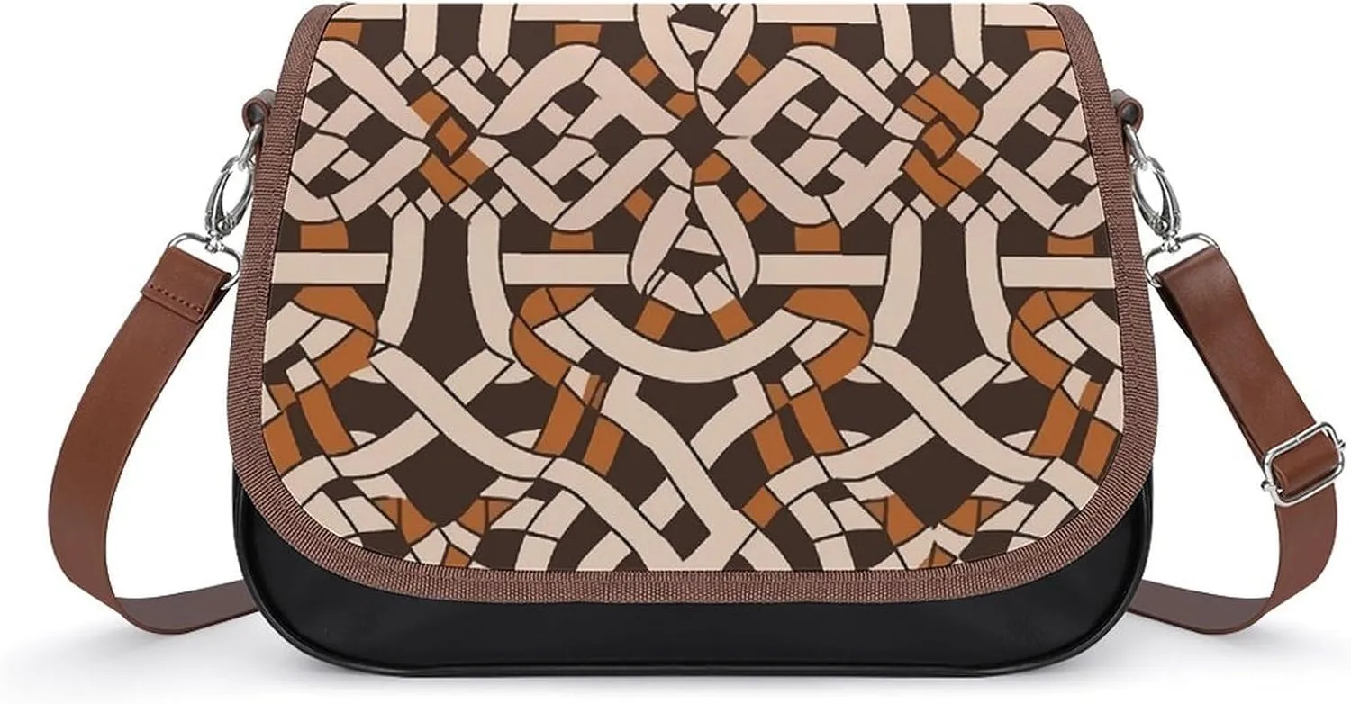 Brown Geometric Pattern Laptop Tote Bag Leather Computer Bags Lined Shoulder Purse Purses And Handbags Business Office Work Bag Top Handle Handbag for Women
